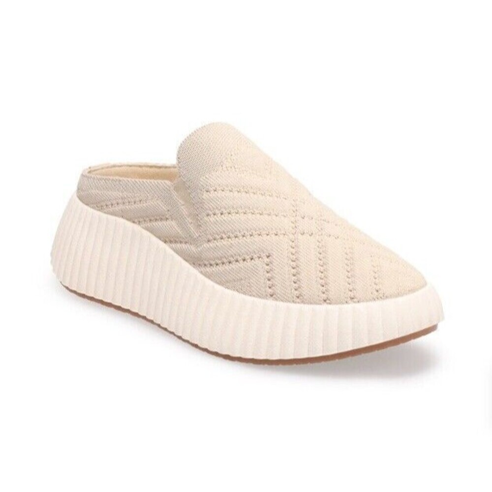 Sonoma Cream Knit Platform Slip-On Mules